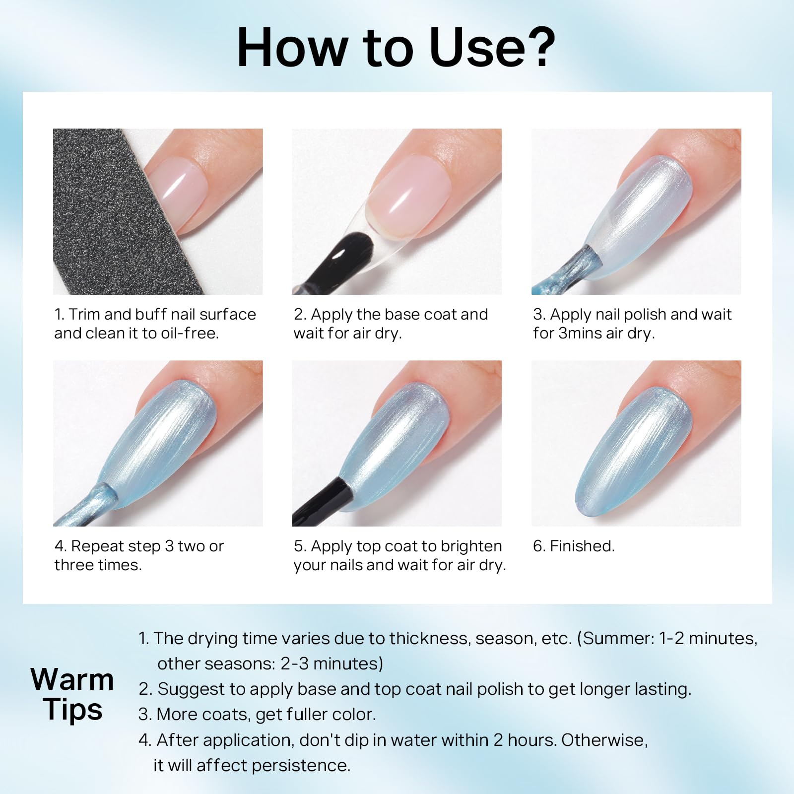MIZHSE before and after nails showing coverage and shine improvement