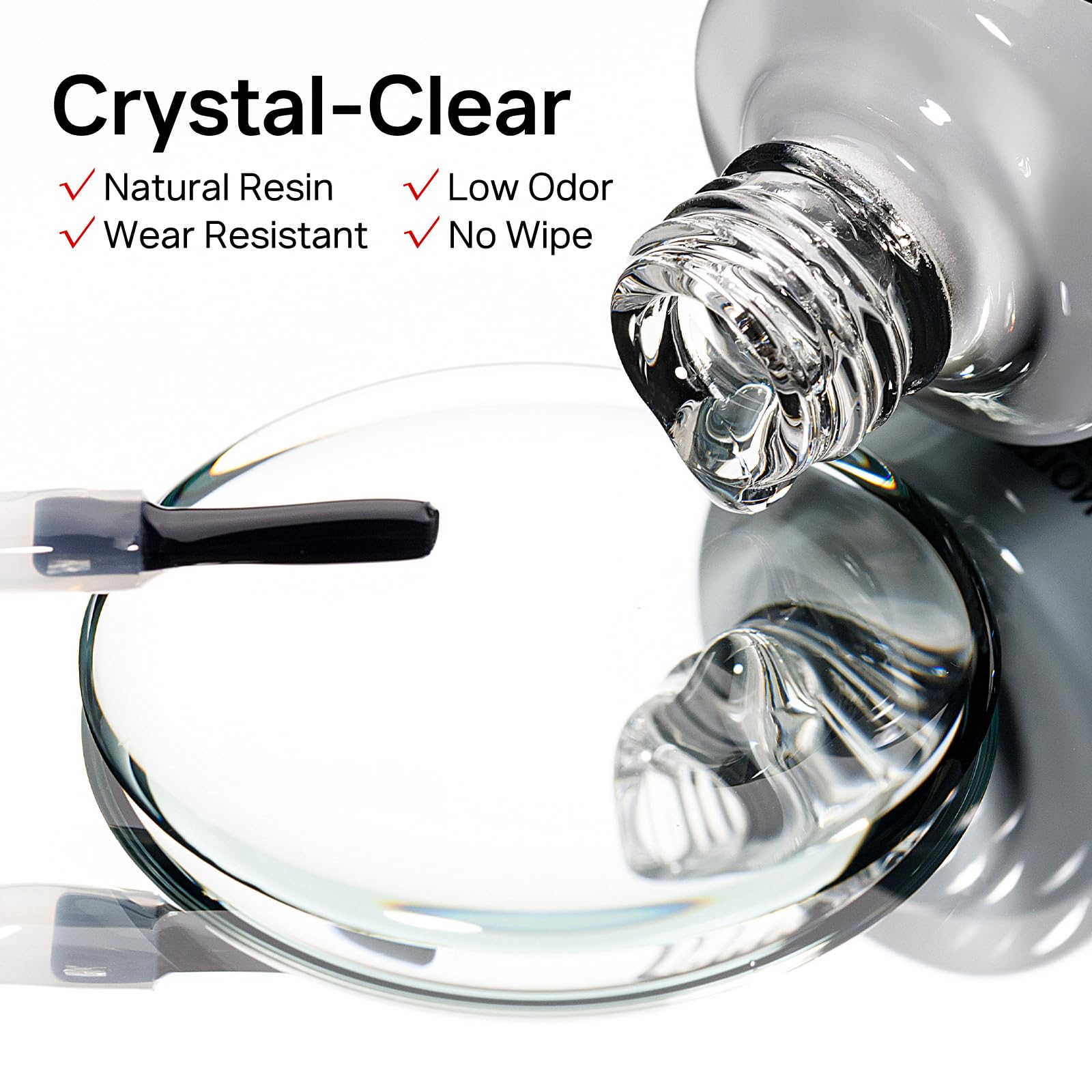 MIZHSE brush and cap detail for controlled gel application and accuracy