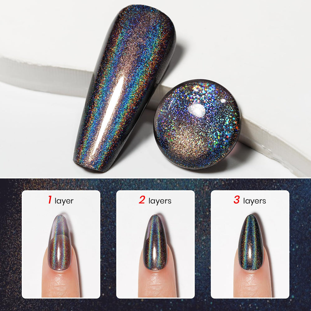 MIZHSE brush close-up demonstrating smooth application and even holographic coverage