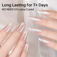 MIZHSE magnet held over wet polish creating cat-eye effect for precision