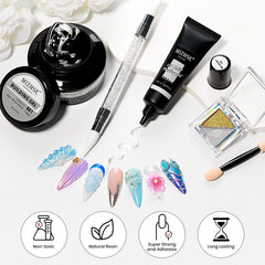 MIZHSE chrome powder palette pictured for mirror-like metallic nail finishes