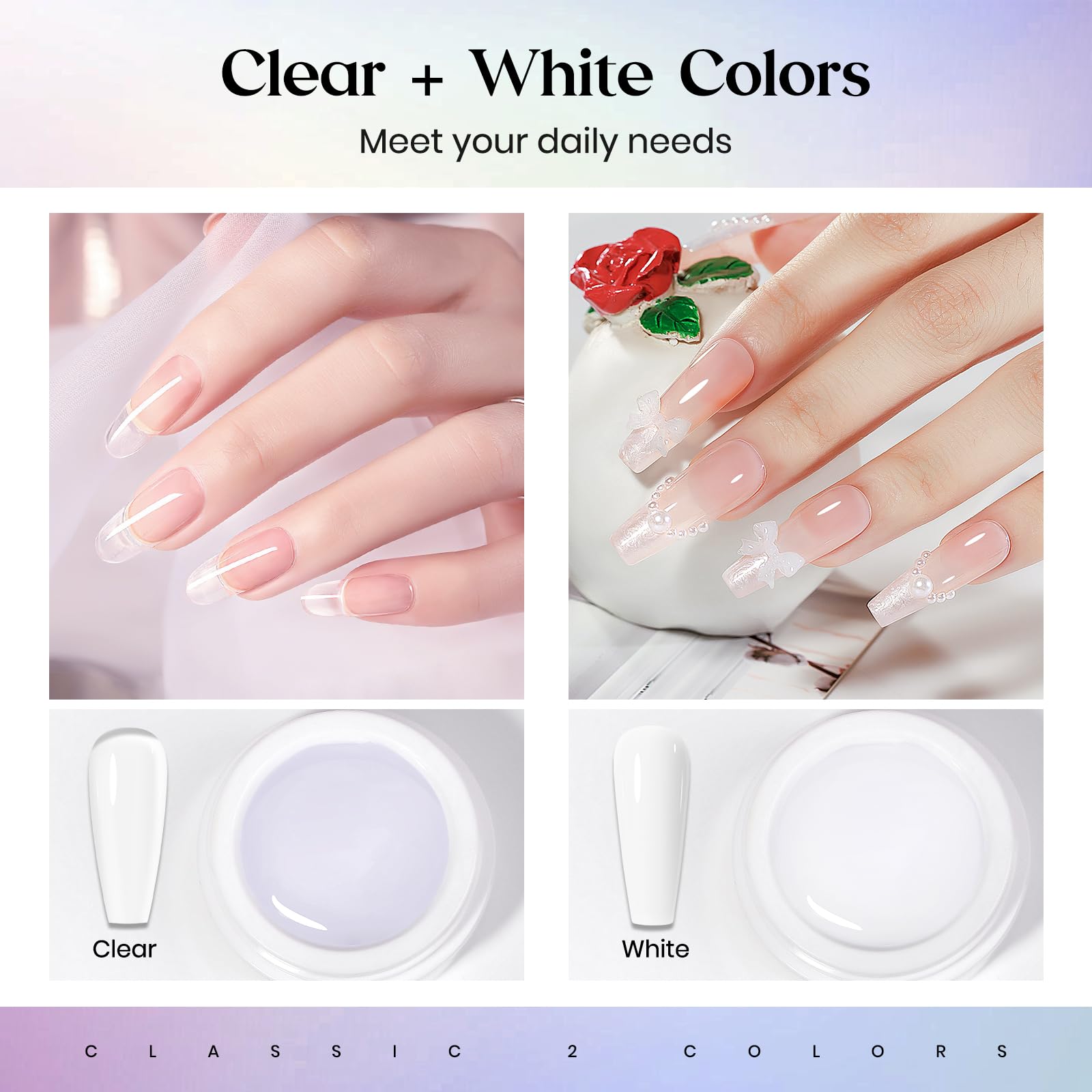 MIZHSE clear gel tub close-up showing smooth non-sticky texture for precise sculpting