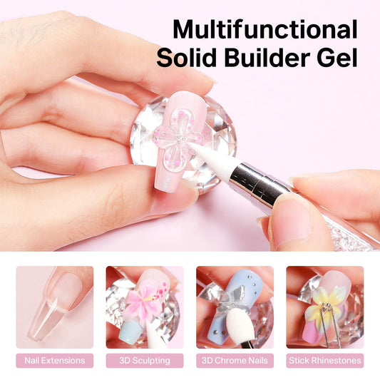 MIZHSE clear and white builder gel jars top view showing smooth non-sticky texture
