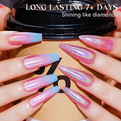MIZHSE close-up of holographic flakes highlighting rainbow effect