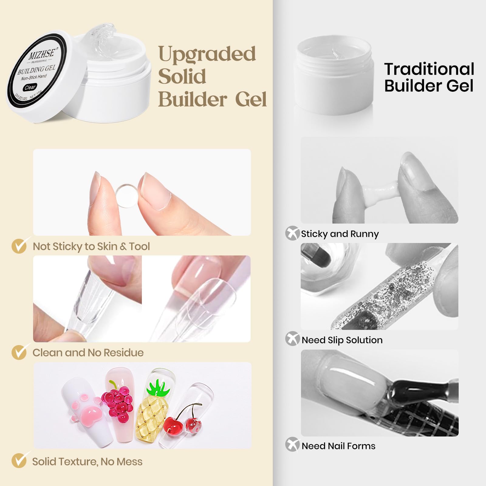 MIZHSE cured nail under LED lamp showing glossy, durable finish after curing