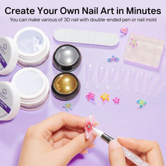 MIZHSE finished 3D flower sculpture on nail showing depth and durable finish