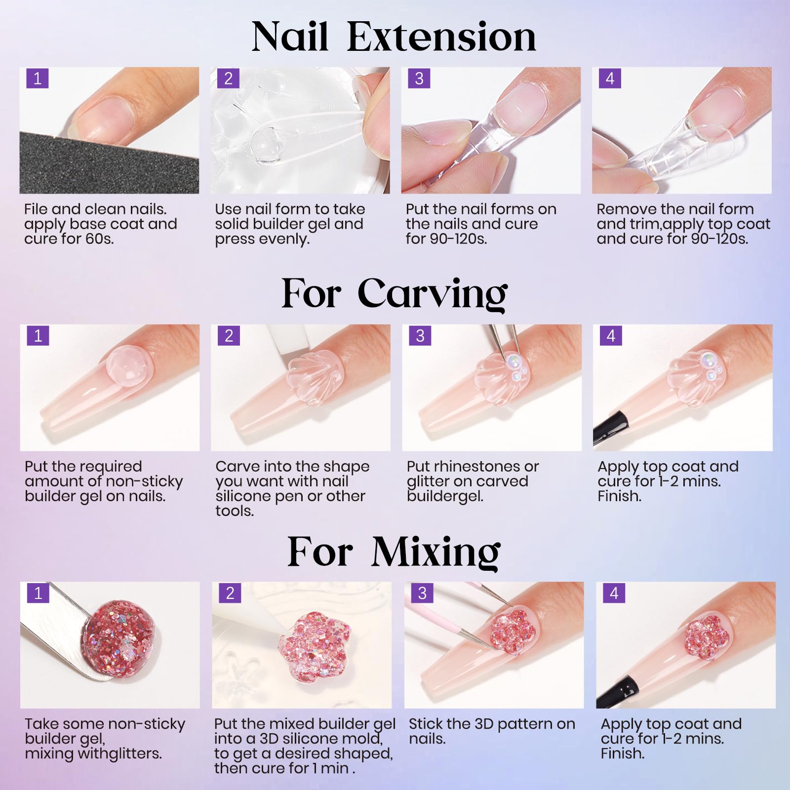 MIZHSE finished 3D nail art lifestyle shot displaying durable decorative results