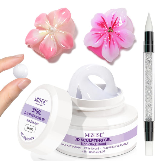 MIZHSE pot front view showing 30g white 3D sculpting gel for precise application