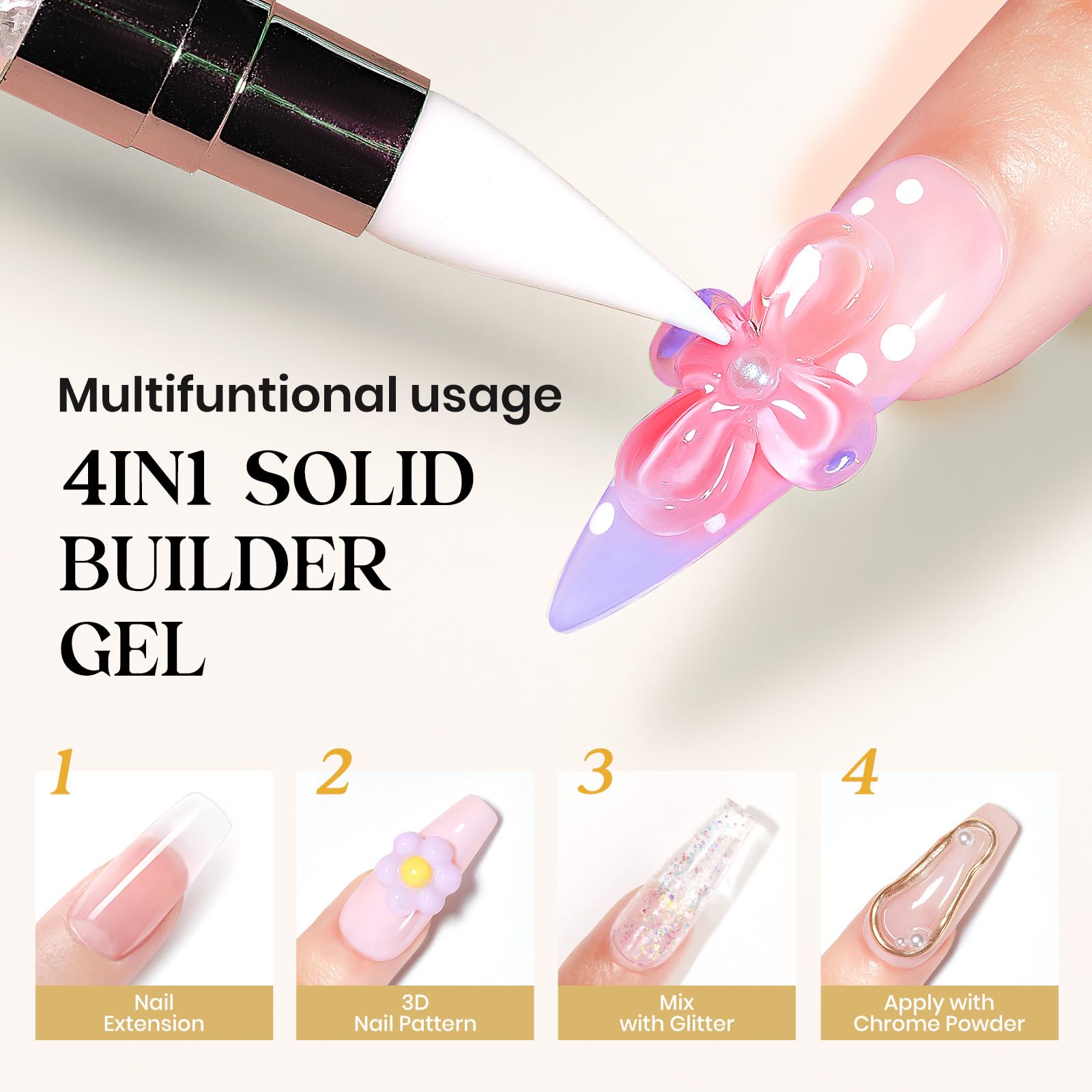 MIZHSE gel on a dual nail pen illustrating easy application and controlled placement
