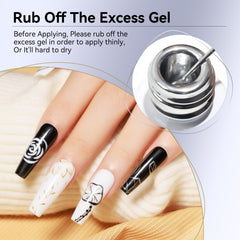 MIZHSE gold gel stroke swatch illustrating one-coat reflective chrome payoff