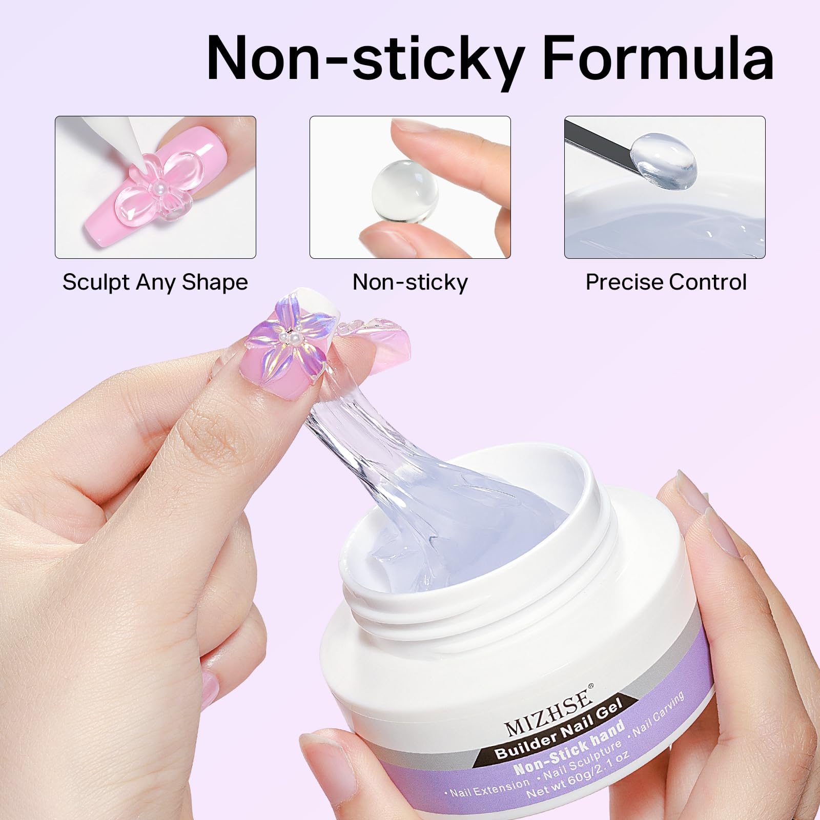 MIZHSE close-up of solid gel texture, easy shaping benefit