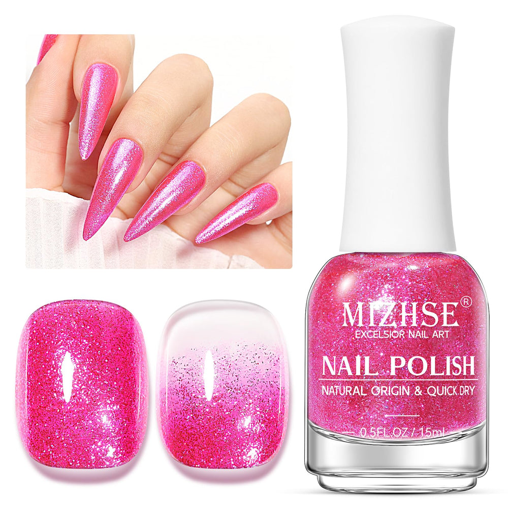 MIZHSE bottle placed on vanity suggesting at-home manicure convenience