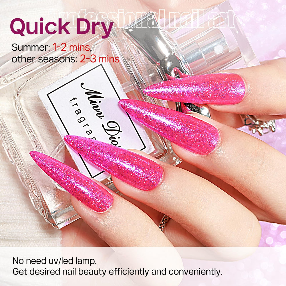MIZHSE swatch on fingernail showing dense shimmer for salon look