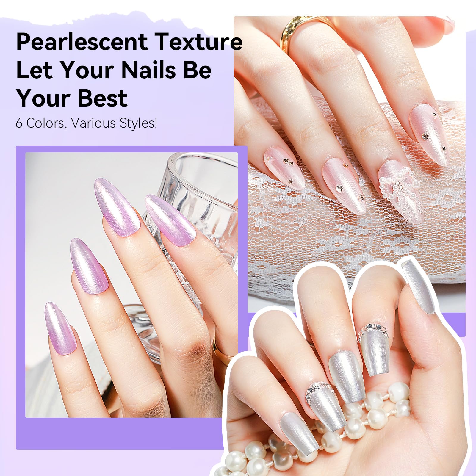 MIZHSE hand model finish showcasing pearly shine and long wear