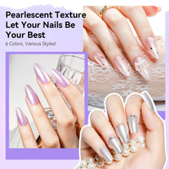 MIZHSE hand model finish showcasing pearly shine and long wear