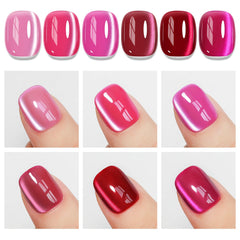 MIZHSE finished manicure in lifestyle setting showcasing vibrant neon pink shine