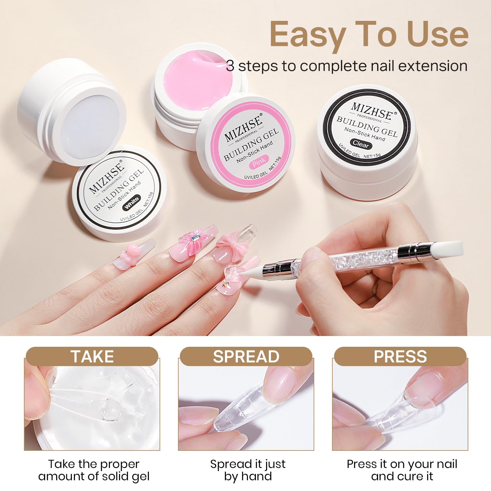 MIZHSE 36 nail forms and mini file displayed for quick extension setups