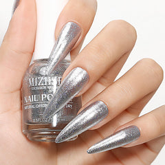 MIZHSE glitter over dark base showing high-contrast sparkle benefit