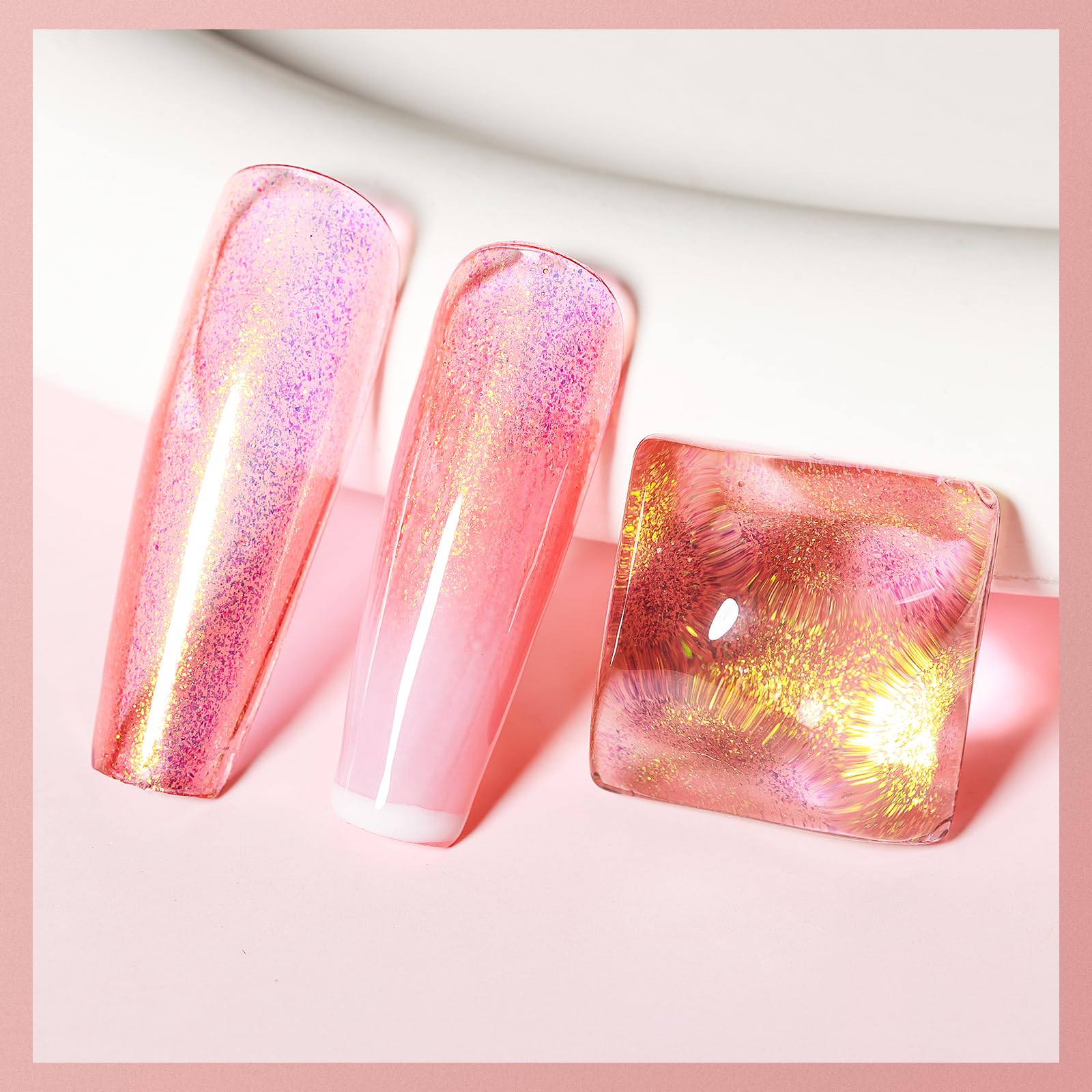 MIZHSE swatched on model nails demonstrating full-coverage neon glow benefit