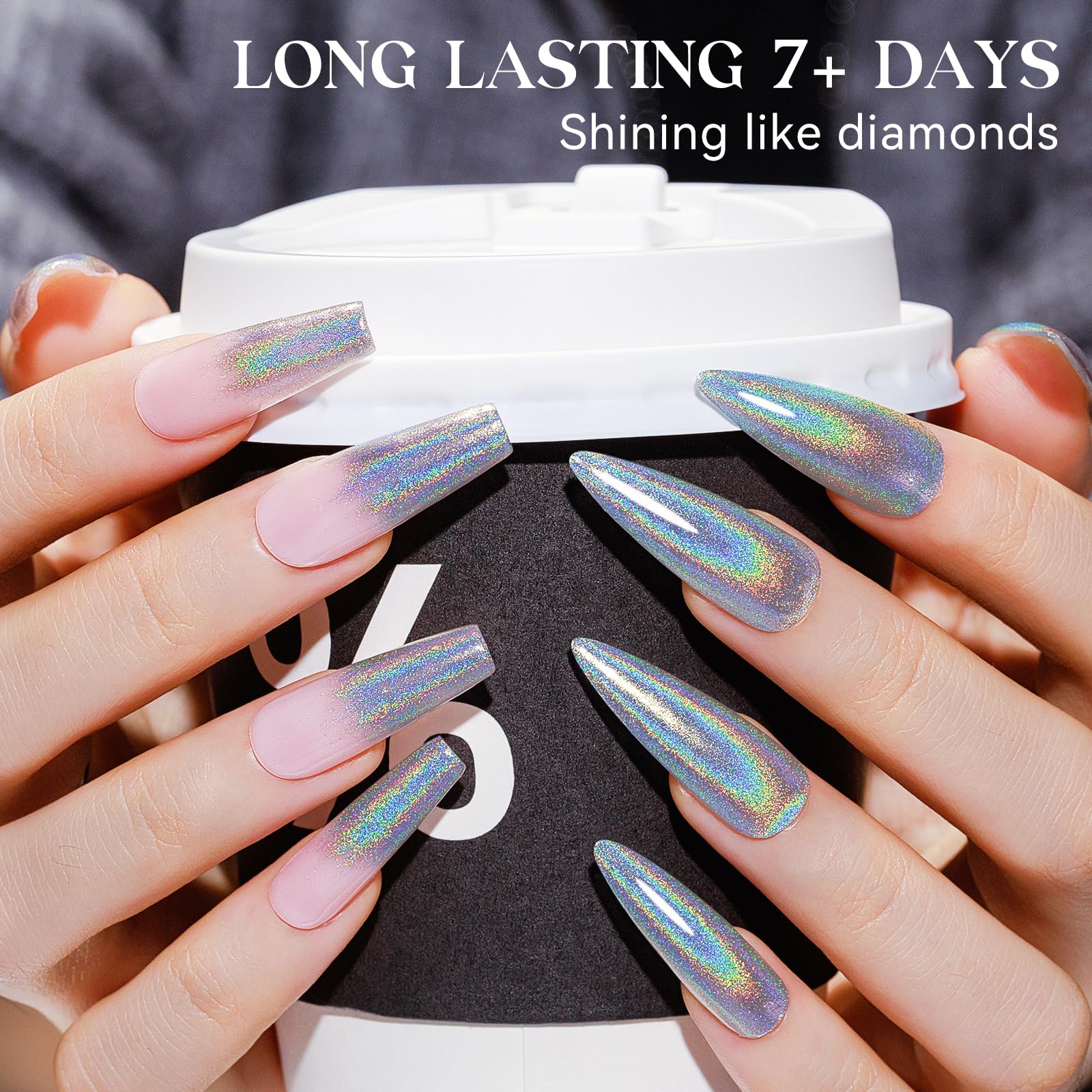 MIZHSE nail swatches at angles showing chrome and iridescent benefits
