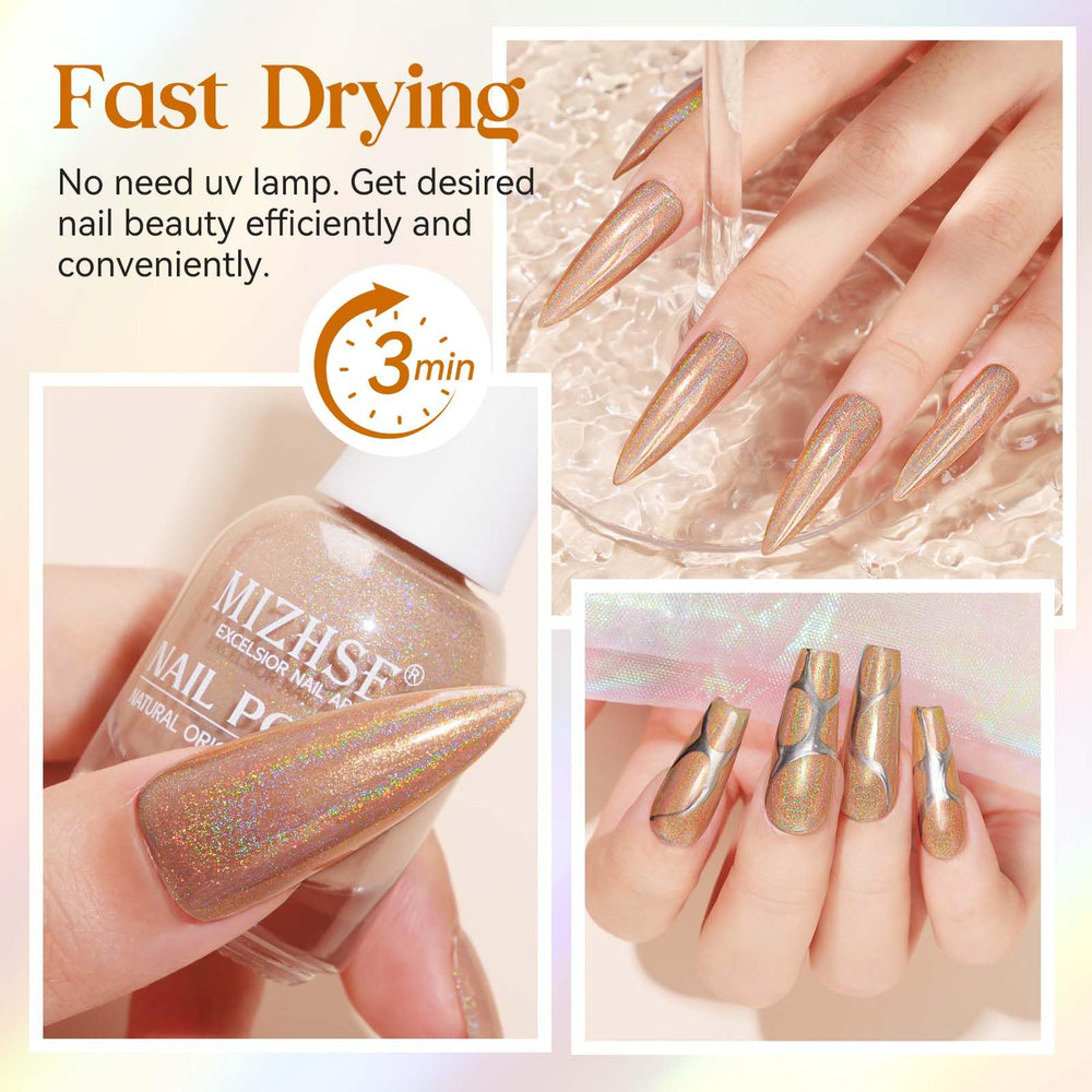 MIZHSE nail swatch on fingers showing iridescent sparkle and depth benefit
