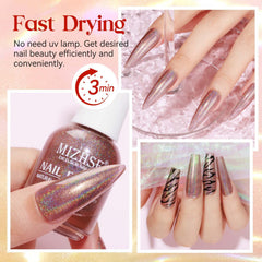 MIZHSE nail swatch set showing color shifts and wearable shine