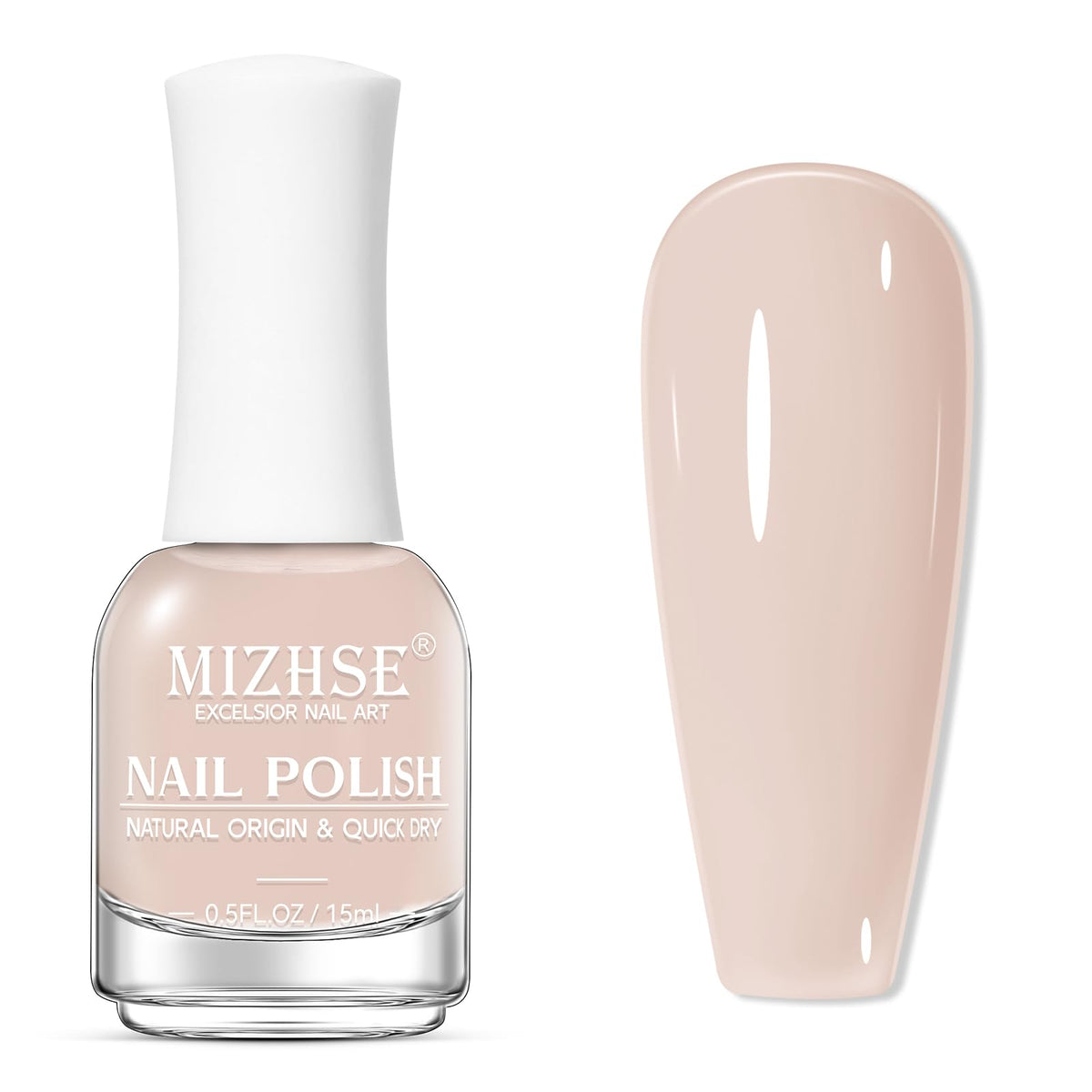 MIZHSE front bottle view showing product label and glossy finish benefit