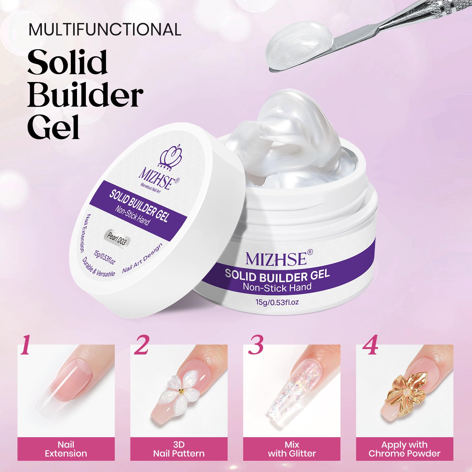 MIZHSE pearl white gel texture closeup ideal for sculpted highlights