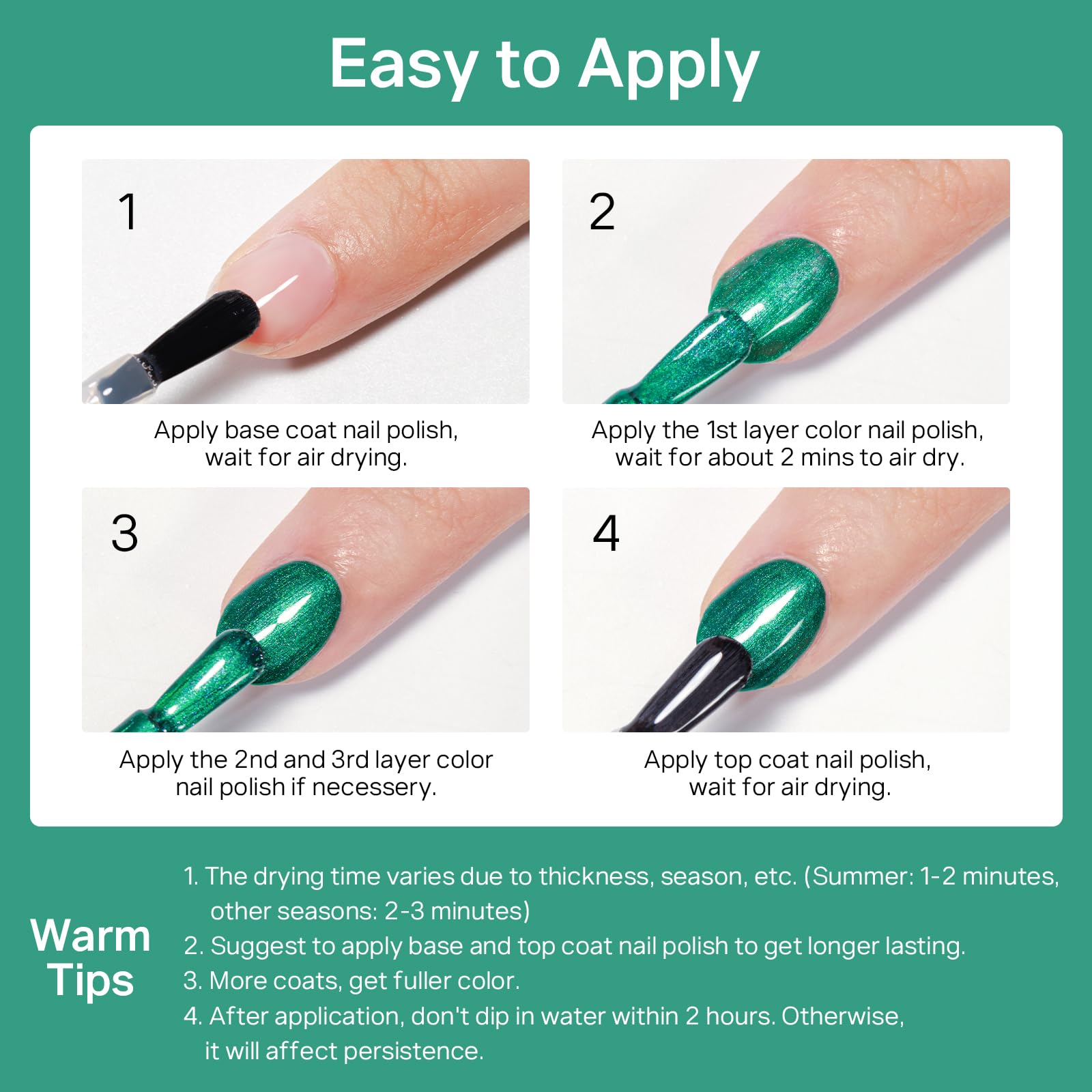 MIZHSE nails in beach setting showing wearable pearlescent color benefit