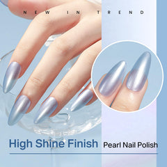 MIZHSE applied on fingernails in lifestyle shot showing glossy, salon finish