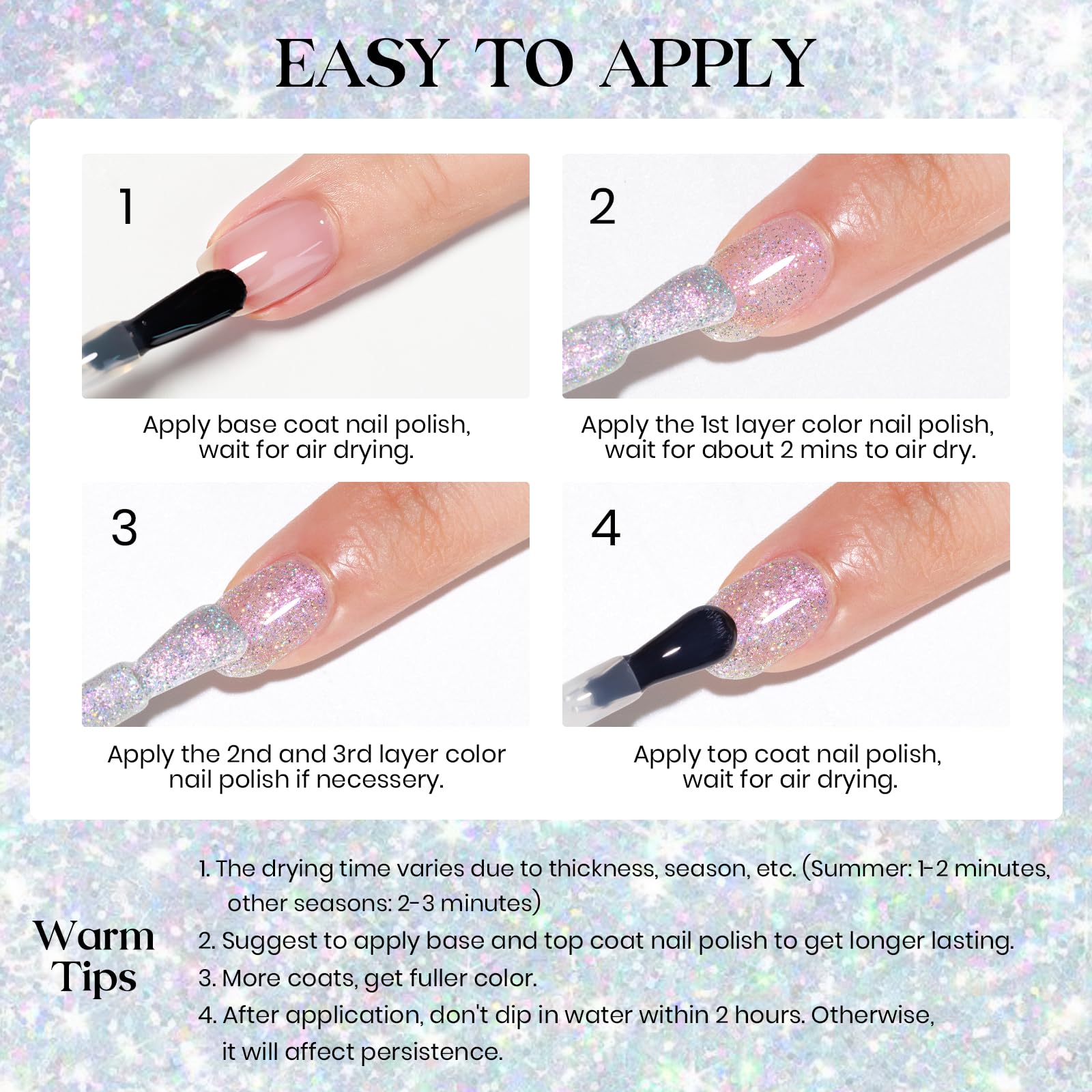 MIZHSE application on nail in salon setting showing professional result benefit