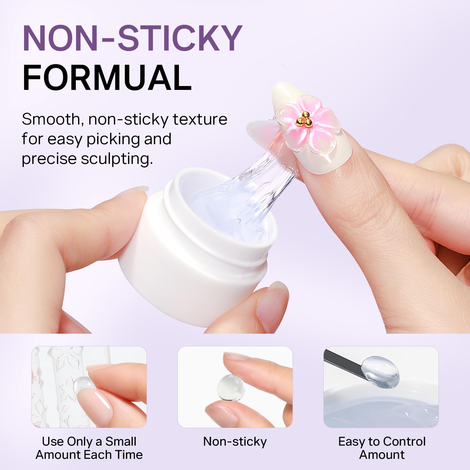 MIZHSE sculpted flower affixed on nail demonstrating raised detail