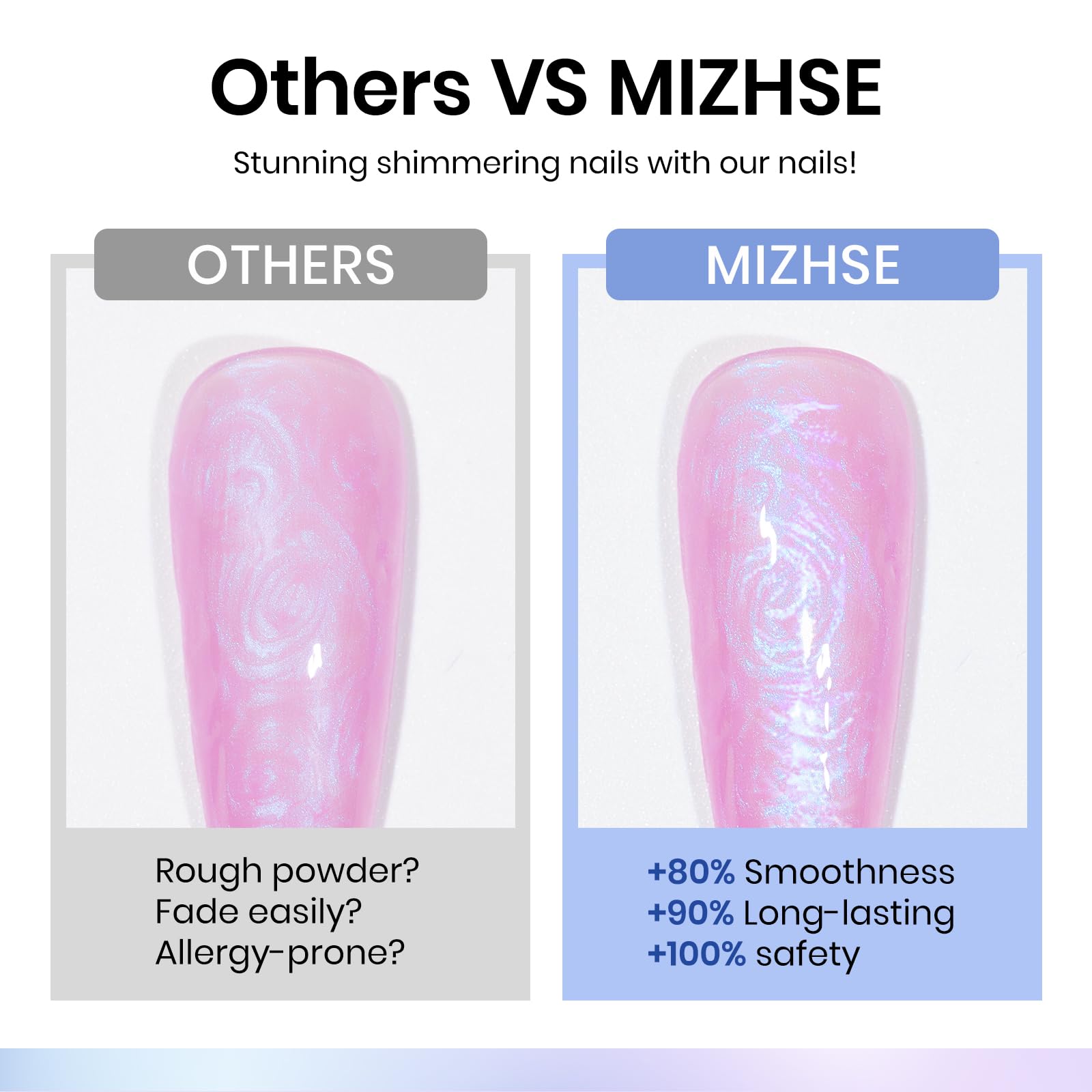 MIZHSE arm swatch comparison of six shades showing true color and layering options