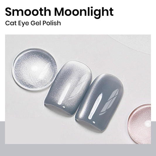 MIZHSE brush stroke of silver cat eye gel on swatch for visible shimmer