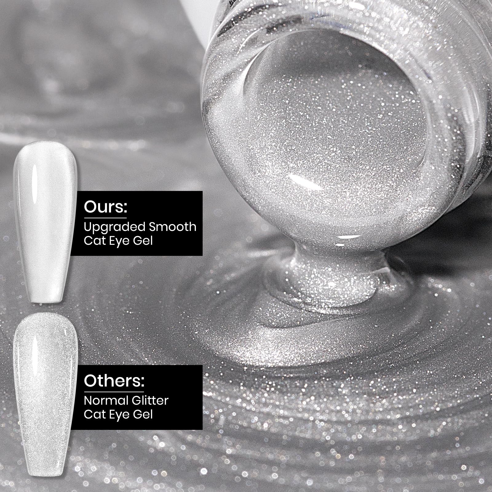 MIZHSE close-up of gel texture with magnetic particles for intense shimmer