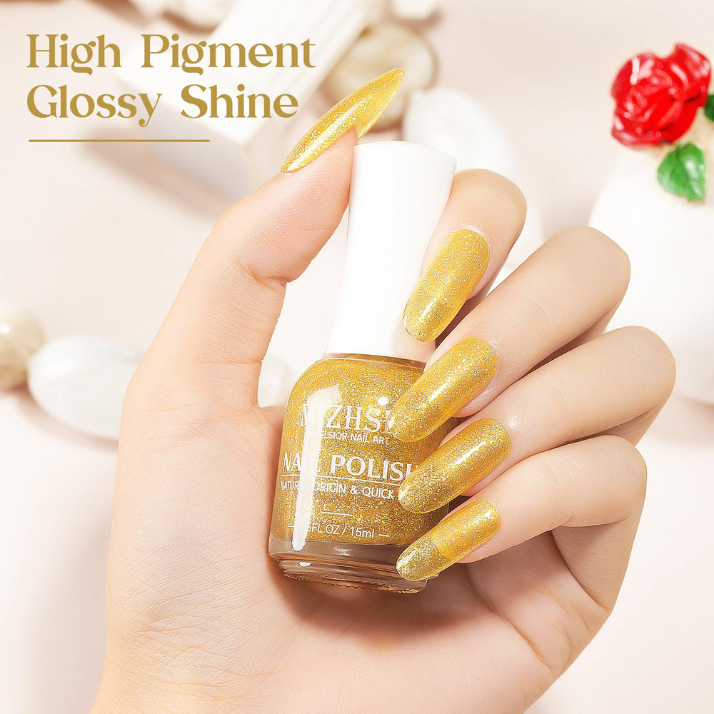 MIZHSE swatch on nail tip showing true color payoff and shimmer