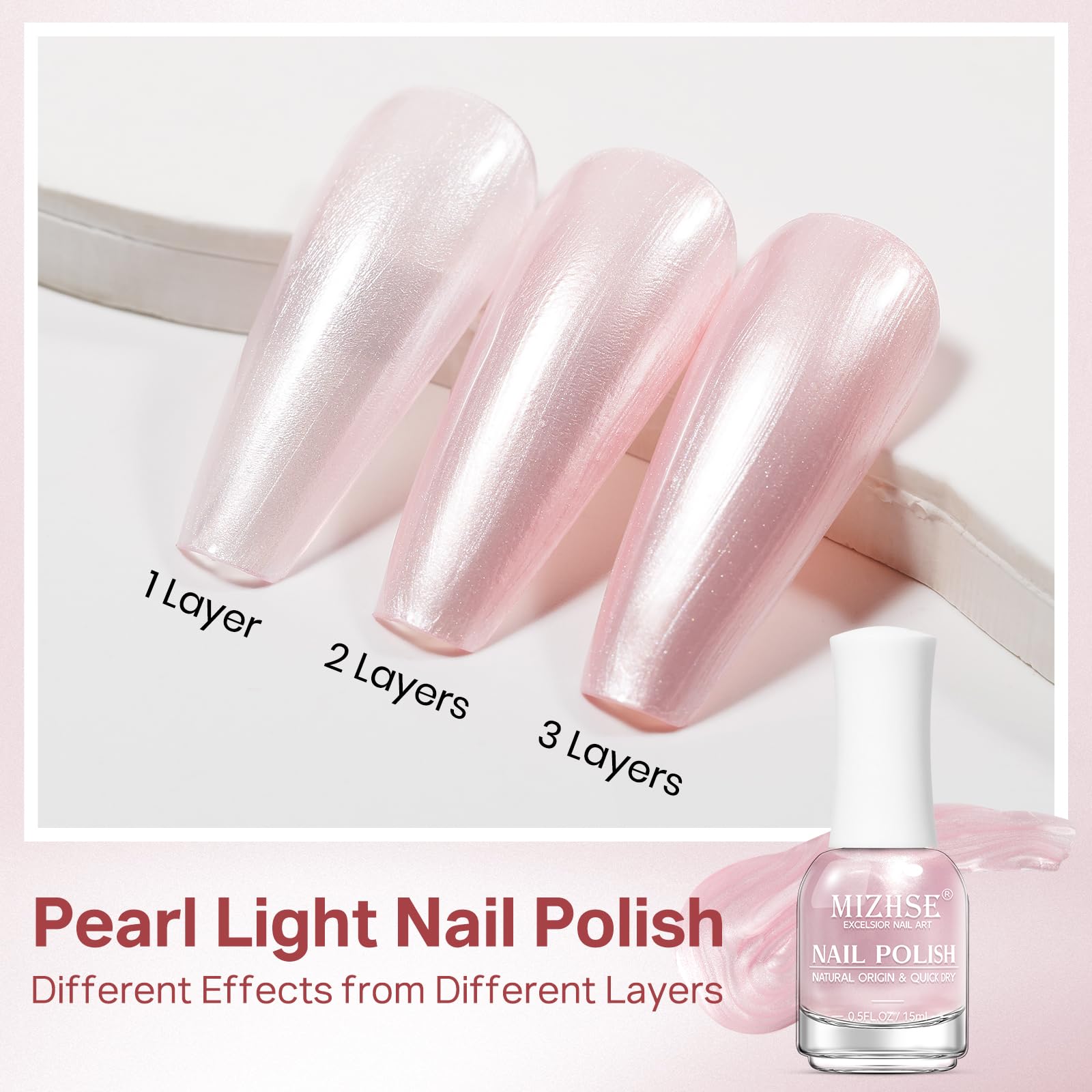 MIZHSE color swatch on white showing true pearlescent pink shade