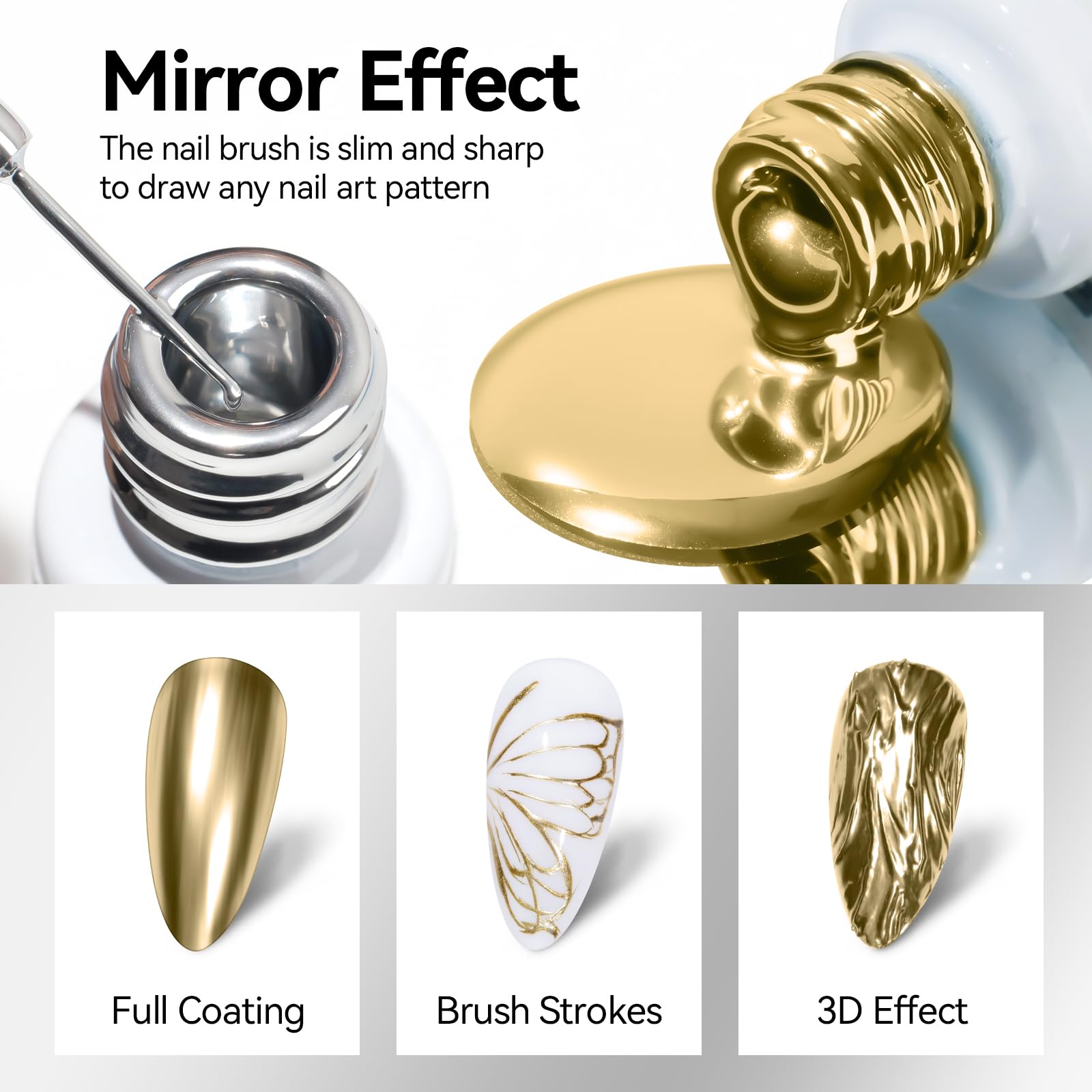 MIZHSE swirled metallic nail art in use highlighting sparkling visual impact