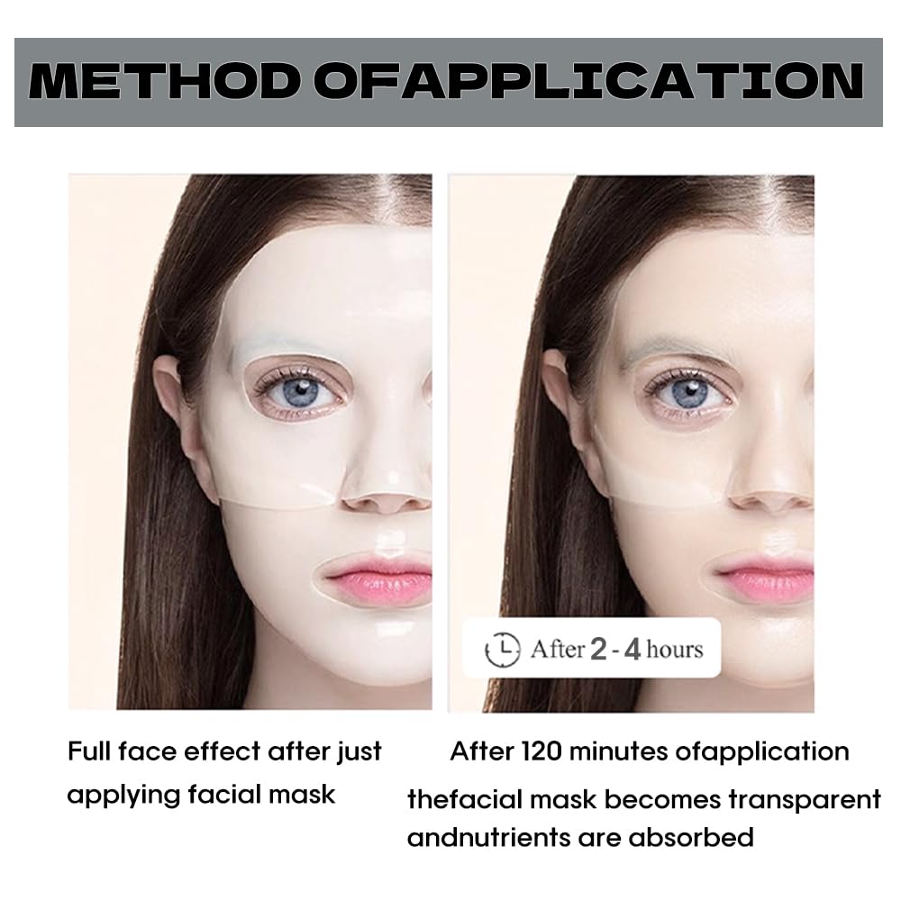 MKBLNP hydrogel mask applied on model at night demonstrating overnight use