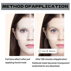 MKBLNP hydrogel mask applied on model at night demonstrating overnight use
