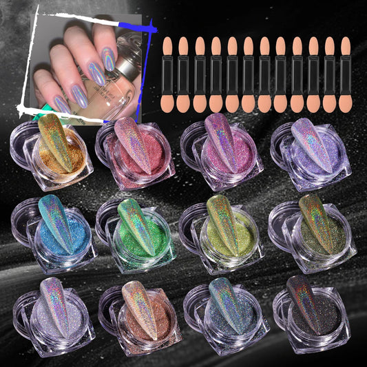 MKNZOME open jars top view showing vibrant holographic powders for easy selection