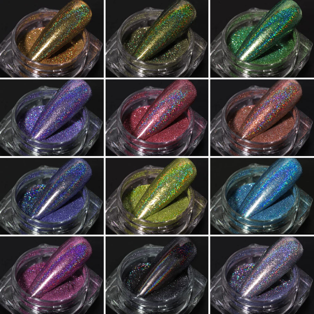 MKNZOME rainbow gradient nail swatch illustrating layered holographic depth