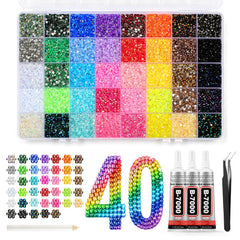Mkoeveng front box display showing organized 40-grid kit and included tools for easy crafting