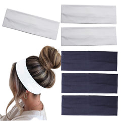 MLMOMVME front view of six navy and white headbands, clean styling benefit