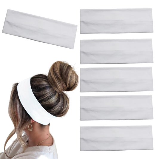 MLMOMVME front view of six white headbands showing package convenience