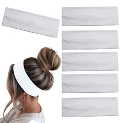 MLMOMVME front view of six white headbands showing package convenience