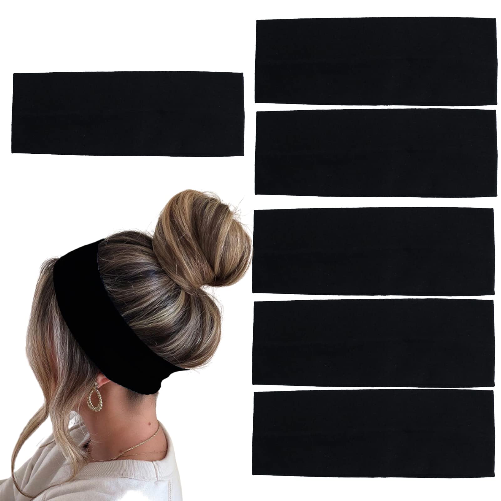 MLMOMVME front packaging showing six black headbands and durable design benefits
