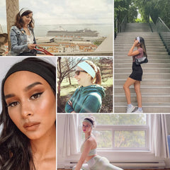 MLMOMVME model wearing headband outdoors illustrating everyday style use