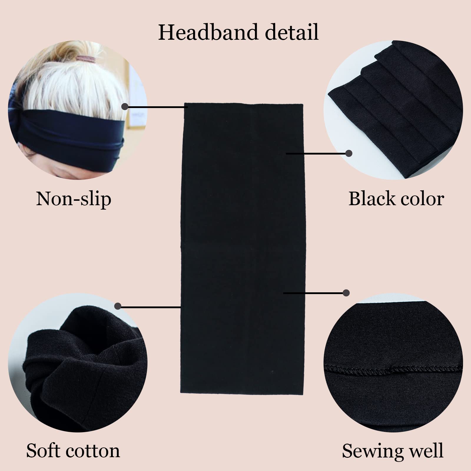 MLMOMVME headband stretched on arm to display elastic stretch and comfort