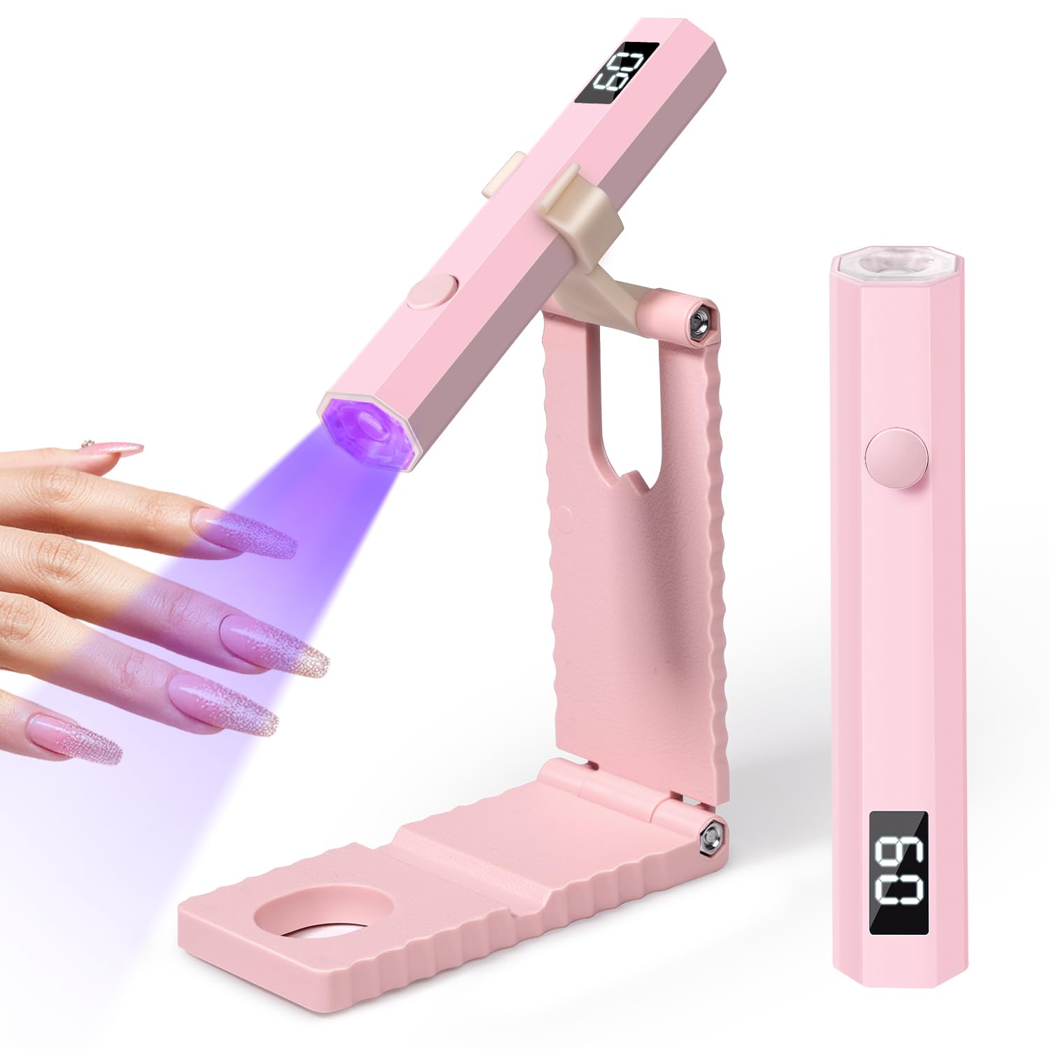 mlogiroa front view pink UV lamp showing compact design and portability